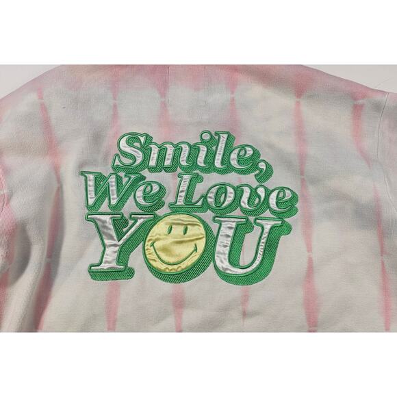 Sandro 2 (6) womens cropped shaket tie-dye retro long sleeve knit smile applique - Picture 5 of 12